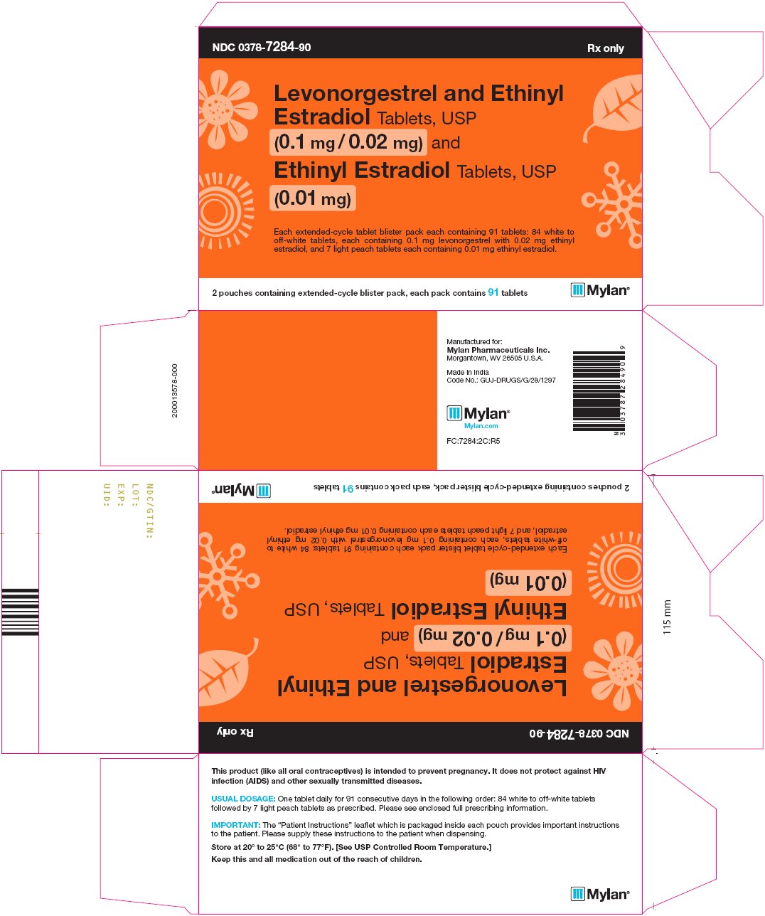 Levonorgestrel and Ethinyl Estradiol Tablets, USP (0.1 mg/ 0.02 mg) and Ethinyl Estradiol Tablets, USP (0.01 mg) Carton Label