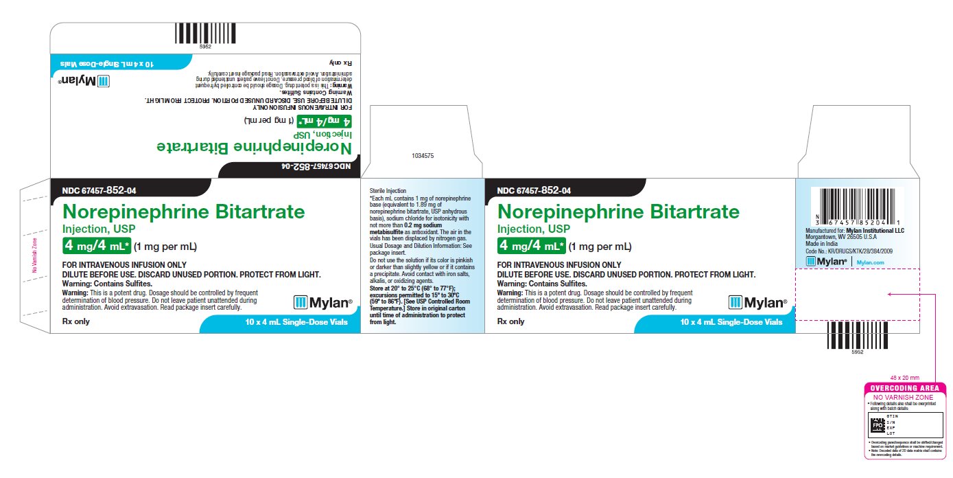 Norepiephrine Bitartrate Injection 4 mg/4 mL Carton Label 