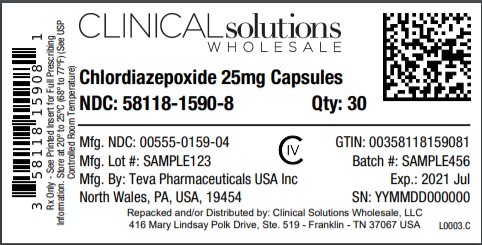 Chlordiazepoxide 25mg Capsules 30 count blister card