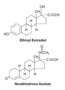 Ethinyl Estradiol and Norethindrone Acetate Structural Formulas