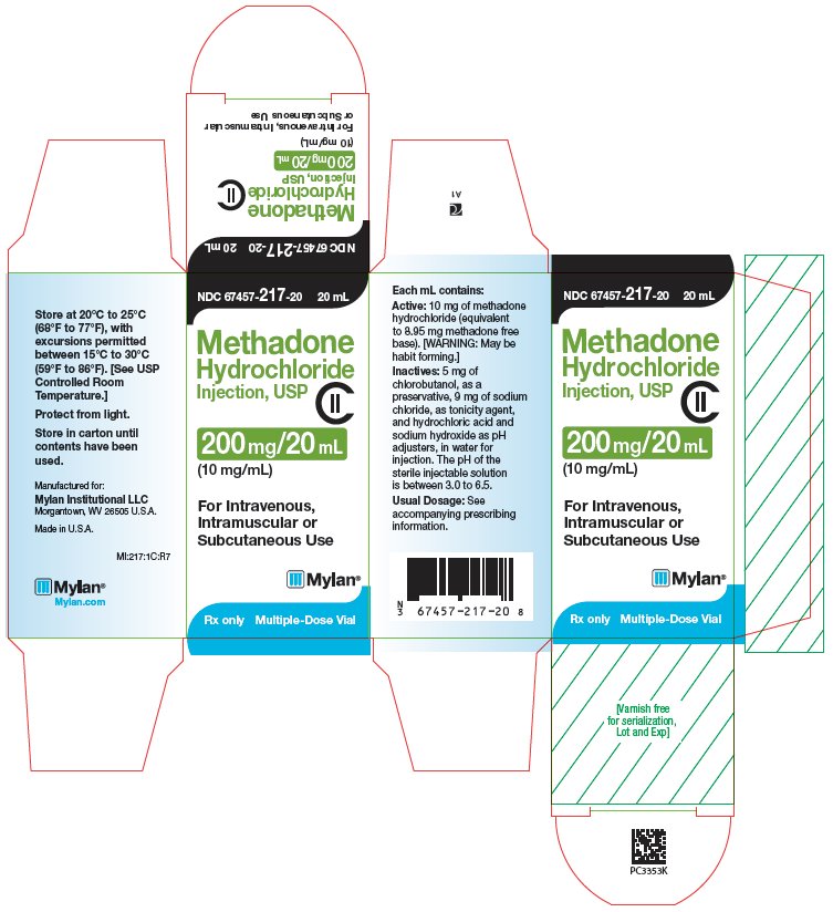 Methadone Hydrochloride Injection, USP 200 mg/20 mL Carton Label