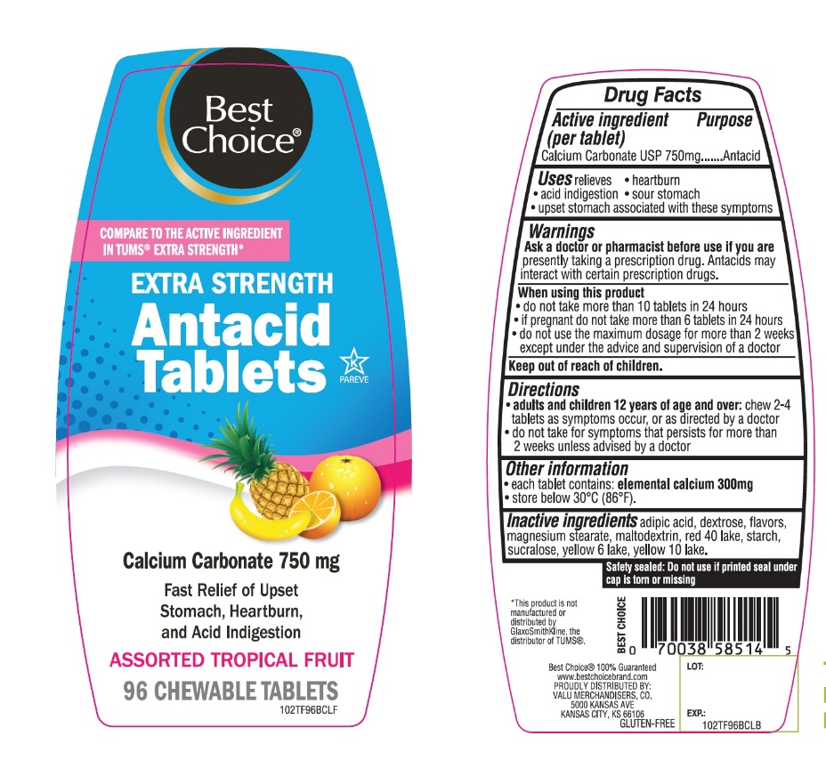 Best Choice Extra Strength Tropical Fruit | Calcium Carbonate Tablet, Chewable Breastfeeding