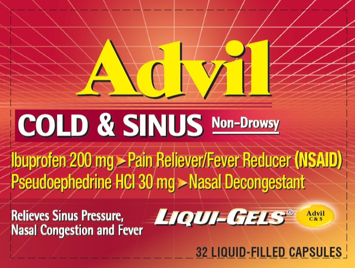 Advil Cold & Sinus Liqui-Gels 200mg 30mg Blister Pack Carton