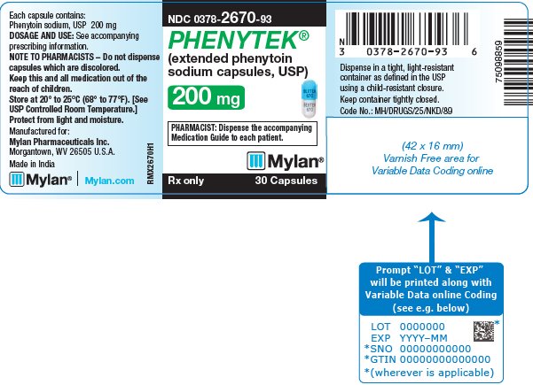 Phenytek (extended phenytoin sodium capsules, USP) 200 mg Bottle Label