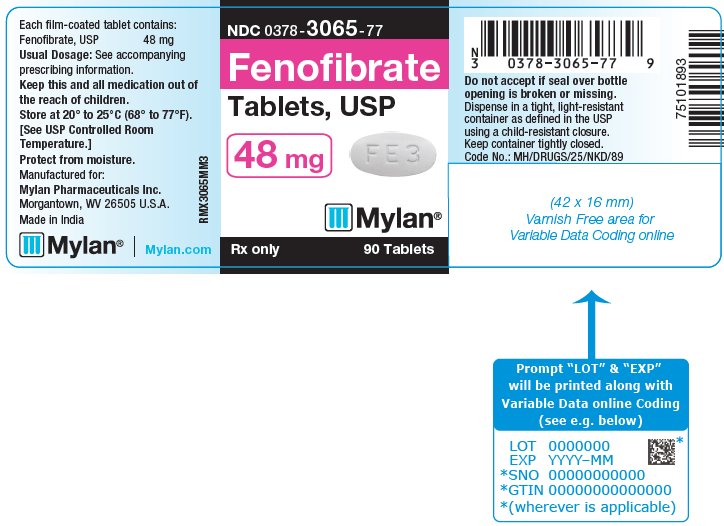 Fenofibrate Tablets 48 mg Bottle Label