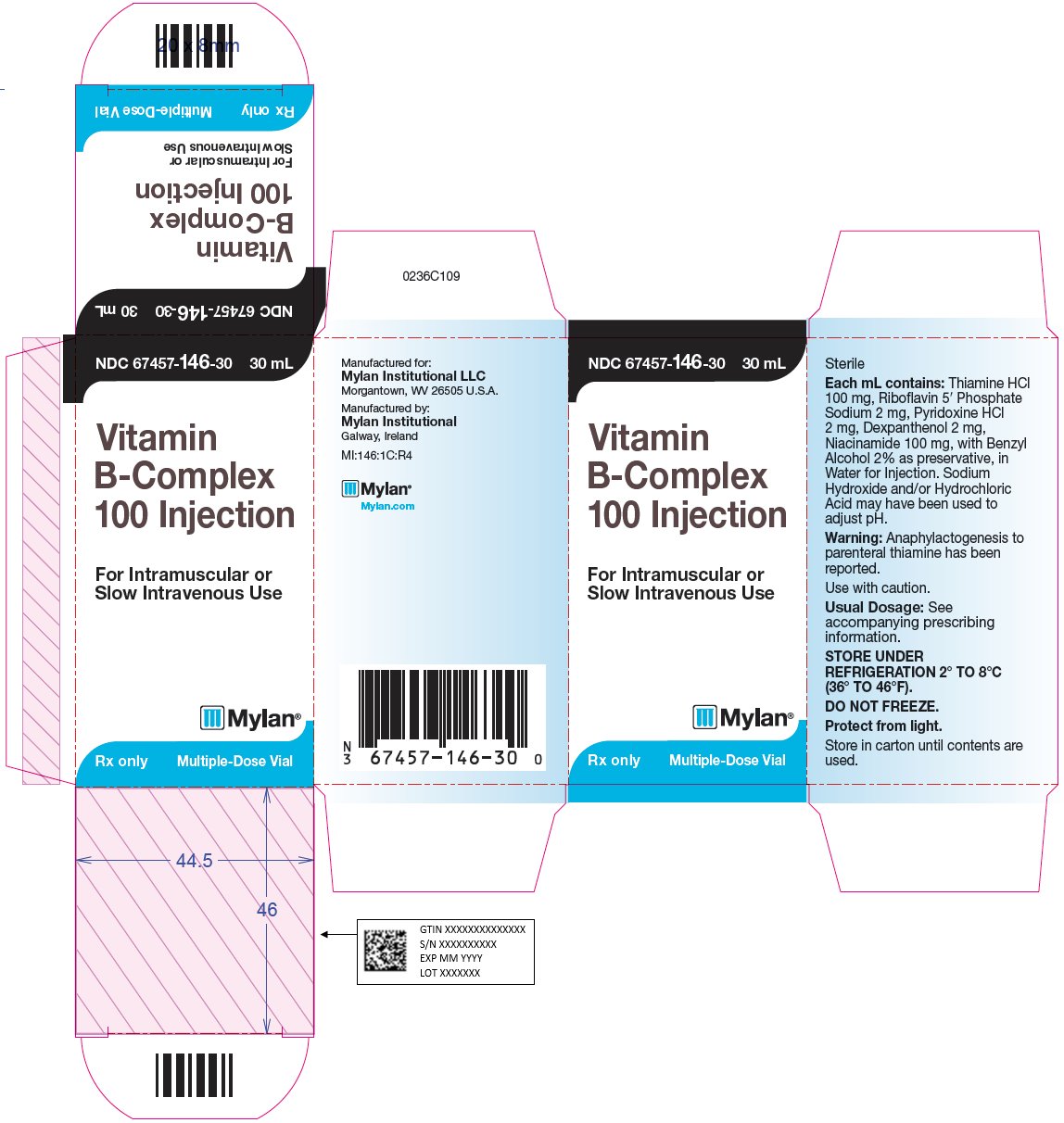 Vitamin B-Complex 100 Injection Carton Label