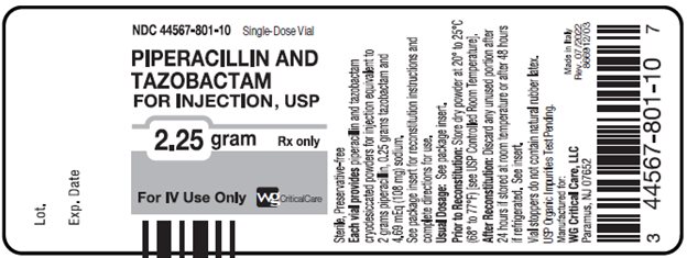 Piperacillin and Tazobactam for Injection, USP 2.25 gram vial label image