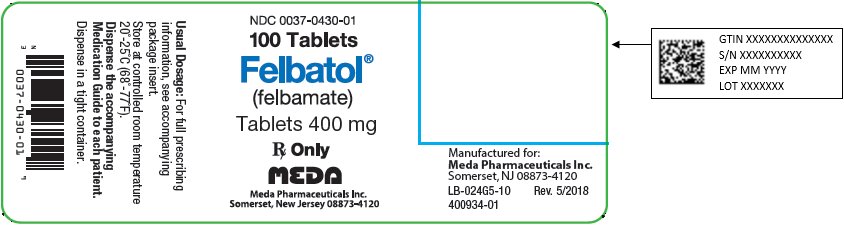 Felbatol Tablets 400 mg Bottle Label