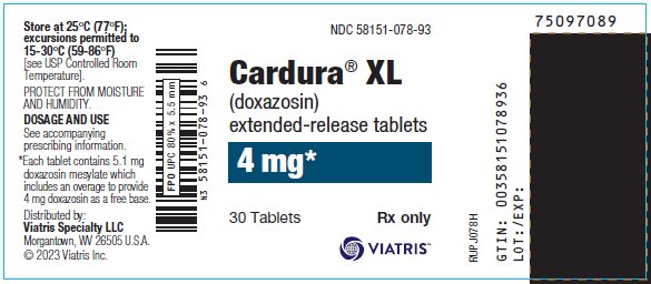 Cardura XL Extended Release Tablets 4 mg Bottle Label