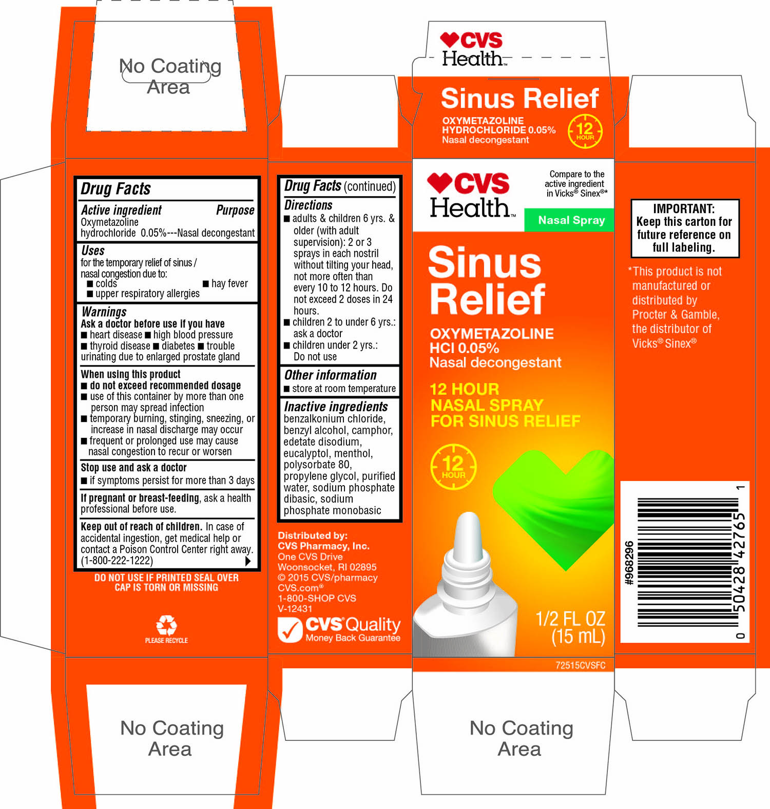 CVS Health Sinus Relief  Oxymetazoline HCl 0.05% 15 mL