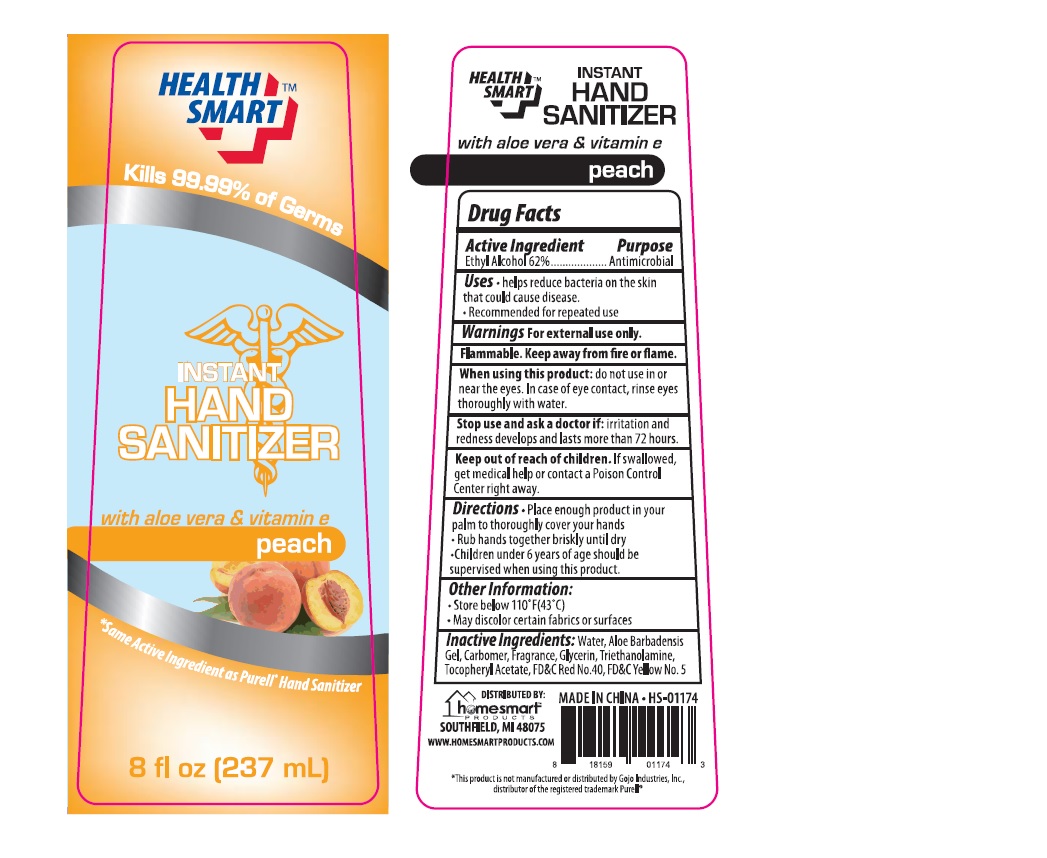 Health Smart Instant Hand Sanitizer With Aloe Vera And Vitamin E Peach | Alcohol Solution Breastfeeding