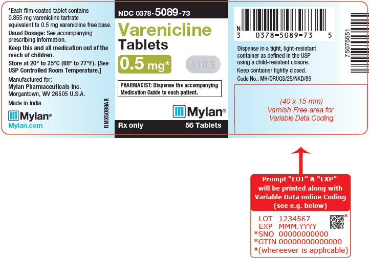 Varenicline Tablets 0.5 mg Bottle Label