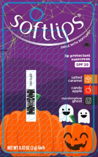 Softlips Lip Protectant/Sunscreen SPF 20: Salted Caramel, Candy Apple, Marshmallow Ghost