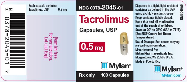 Tacrolimus Capsules 0.5 mg Bottle Label