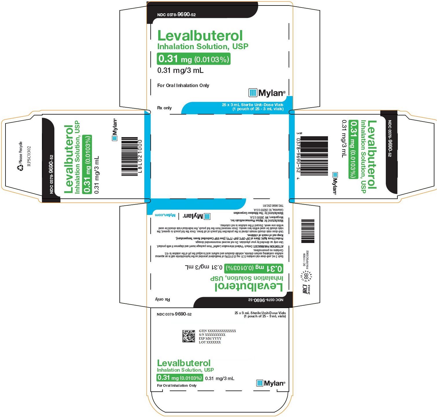 Levalbuterol Inhalation Solution 0.31 mg Carton Label