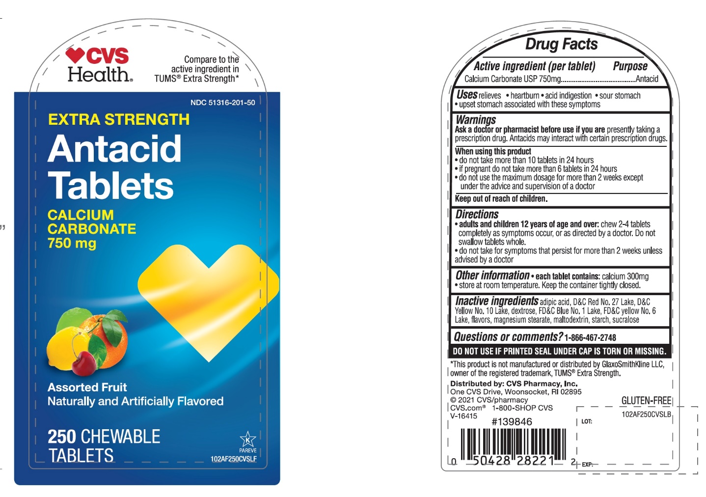 CVS Extra Strength Assorted Fruit 250 Chewable Tablets
