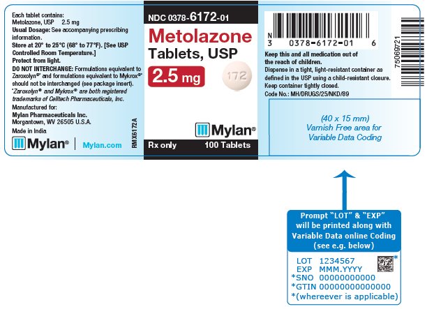 Metolazone Tablets, USP 2.5 mg Bottle Label