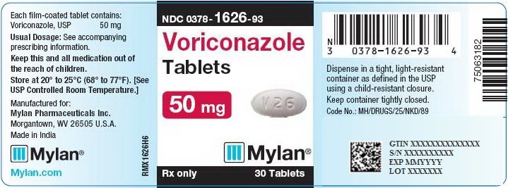 Voriconazole Tablets 50 mg Bottle Label