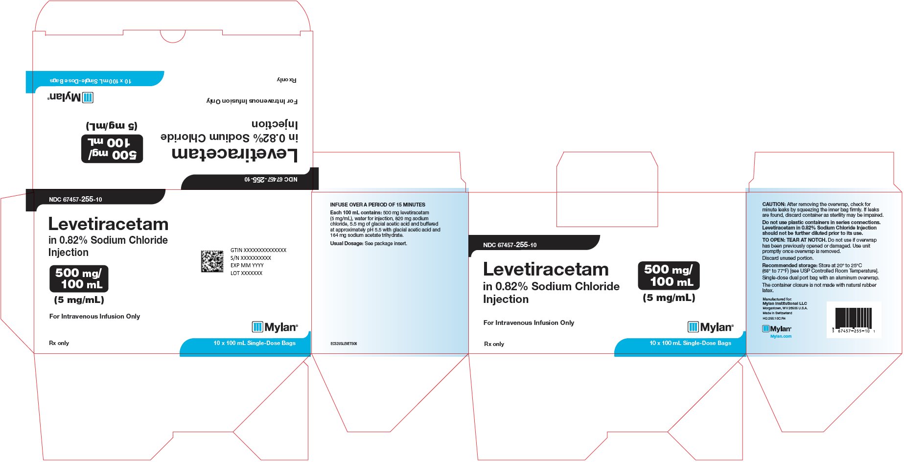 Levetiracetam Injection 500 mg/100 mL Carton Label