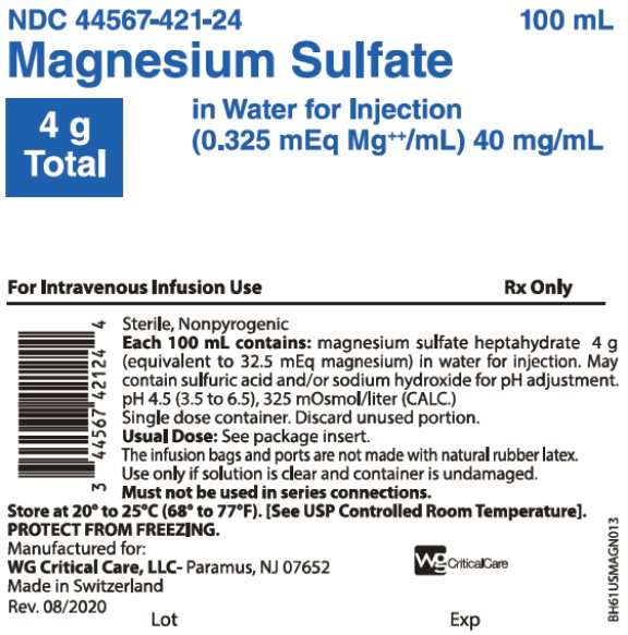 WGCC Magnesium Sulfate in WFI 4 g (40 mg) bag label image