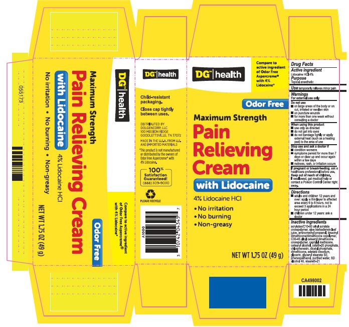 DG Health Pain Relieving Cream with Lidocaine