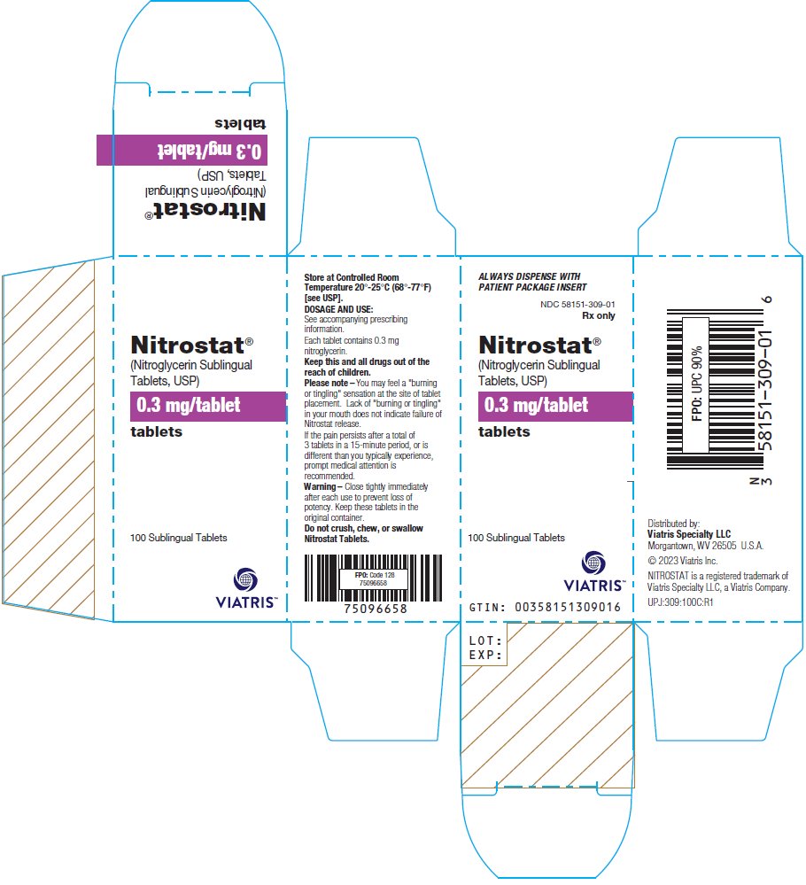 Nitrostat Sublingual Tablets 0.3 mg/tablet Carton Label