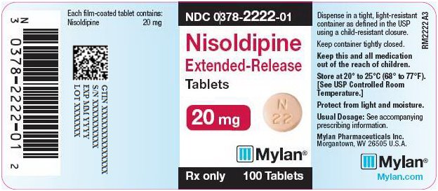 Nisoldipine Extended-Release Tablets 20 mg Bottle Label