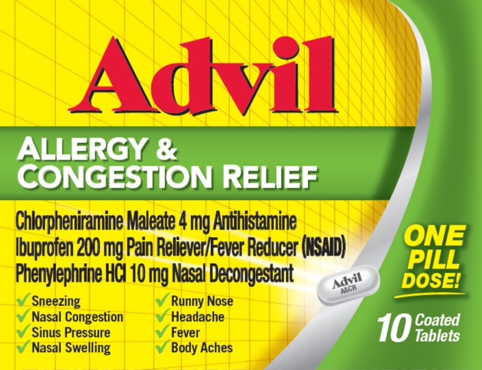 Advil Allergy & Congestion Relief 10 Coated Tablets