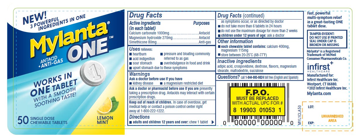Mylanta One Antacid/Anti-Gas chewable tablets - Lemon Mint - in plastic bottle