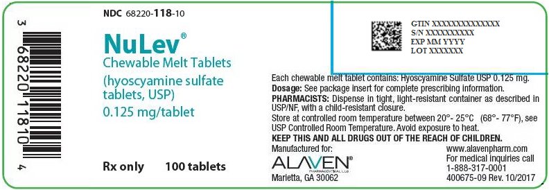 NuLev Chewable Melt Tablets 0.125 mg Bottle Label