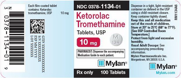 Ketorolac Tromethamine Tablets 10 mg Bottle Label