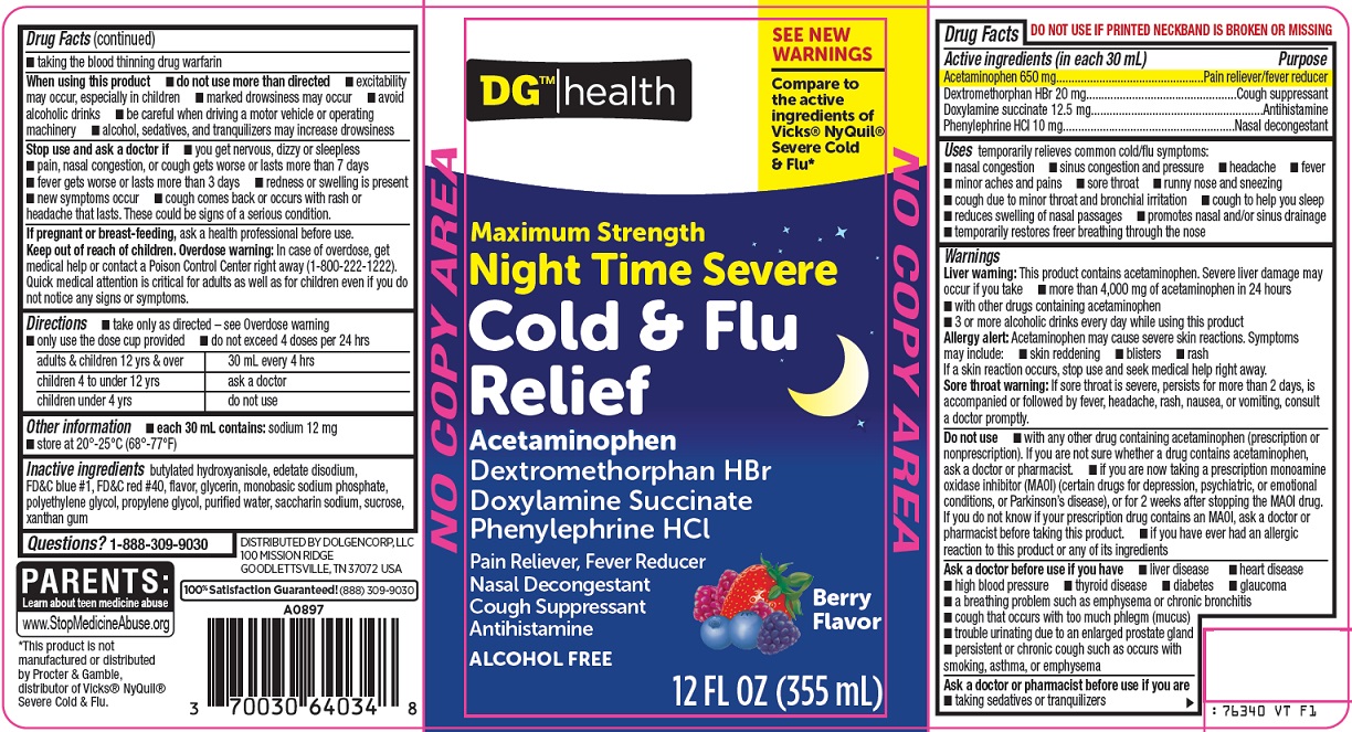 Dg Health Cold And Flu Relief | Acetaminophen, Dextromethorphan Hbr, Doxylamine Succinate, Phenylephrine Hcl Solution Breastfeeding