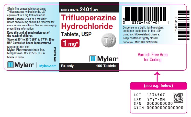Trifluoperazine Hydrochloride Tablets, USP 1 mg bottle label