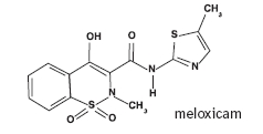 Picture of chemical formulation for meloxicam.