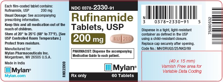 Rufinamide Tablets, USP 200 mg Bottle Label
