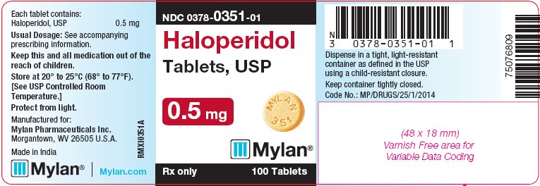 Haloperidol Tablets 0.5 mg Bottle Label