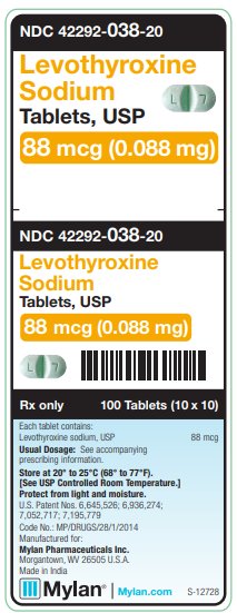 Levothyroxine Sodium 88 mcg (0.088 mg) Tablets, USP Unit Carton Label