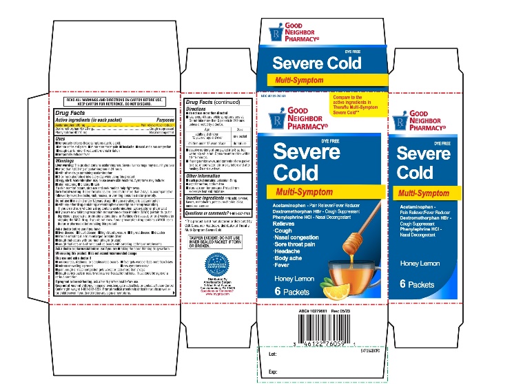 Good Neighbor Pharmacy Dye Free Severe Cold Multi-Symptom Honey Lemon 6 Packets