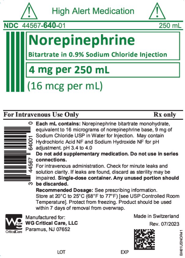 Norepinephrine Bitartrate in 0.9% Sodium Chloride Injection 4 mg per 250 mL Label image
