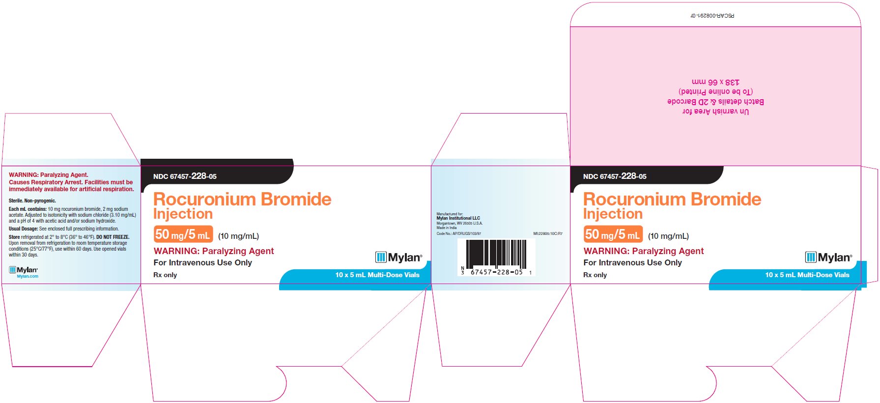 Rocuronium Bromide Injection 50 mg/5 mL (10 mg/mL) Carton Label
