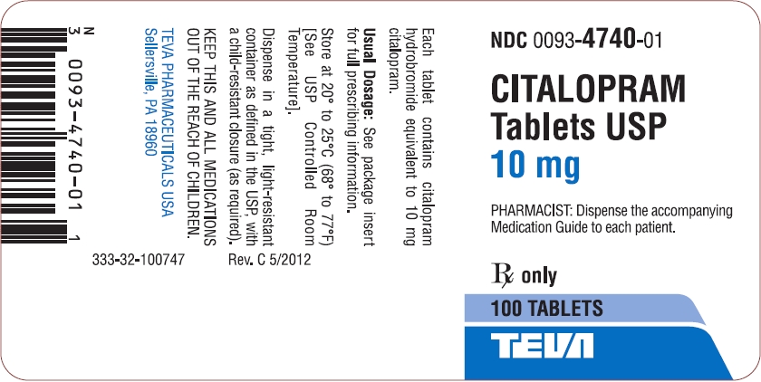 Citalopram Tablets USP 10 mg 100s Label