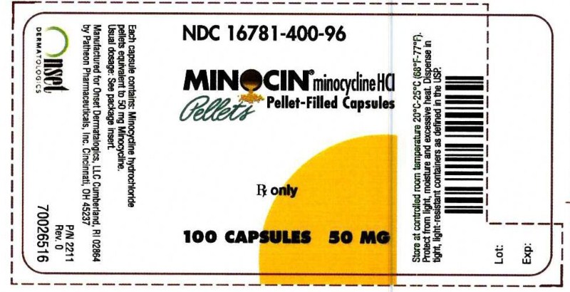 Minocin 50mg Capsules NDC 16781-400-96 (Bottle of 100)
