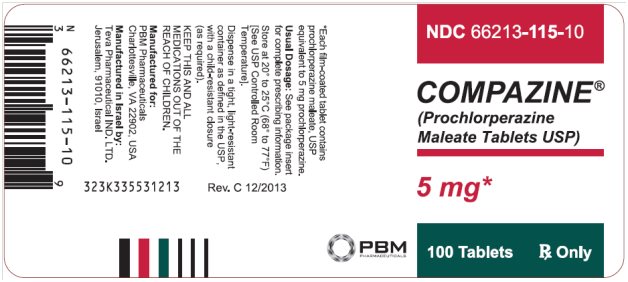 Compazine® (prochlorperazine maleate tablets USP) 5 mg, 100s Label