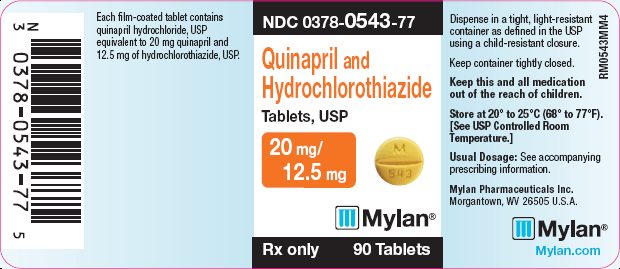 Quinapril and Hydrochlorothiazide Tablets USP, 20 mg/12.5 mg Bottle Label