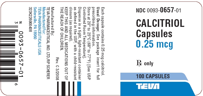 Calcitriol Capsules 0.25 mcg, 100s Label