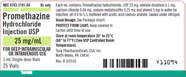 Promethazine Hydrochloride Injection USP 25 mg/mL, 25 x 1 mL Single-dose Vial Tray Label