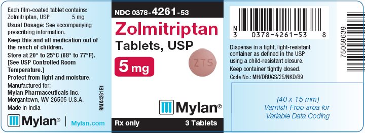 Zolmitriptan Tablets, USP 5 mg Bottle Label