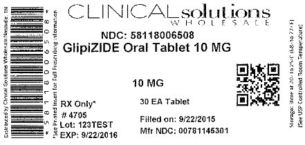 Glipizide 10mg 30 count blister card label