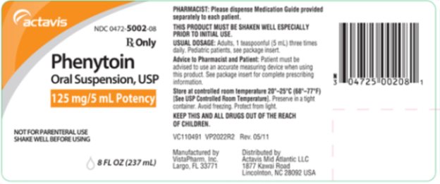 Phenytoin Oral Suspension USP 125 mg/5 mL, 237 mL Label