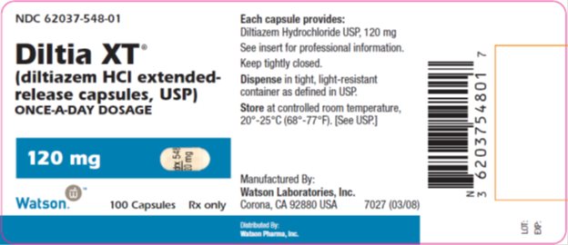 Diltia XT® (diltiazem HCl extended-release capsules USP) 120 mg, 100s Label